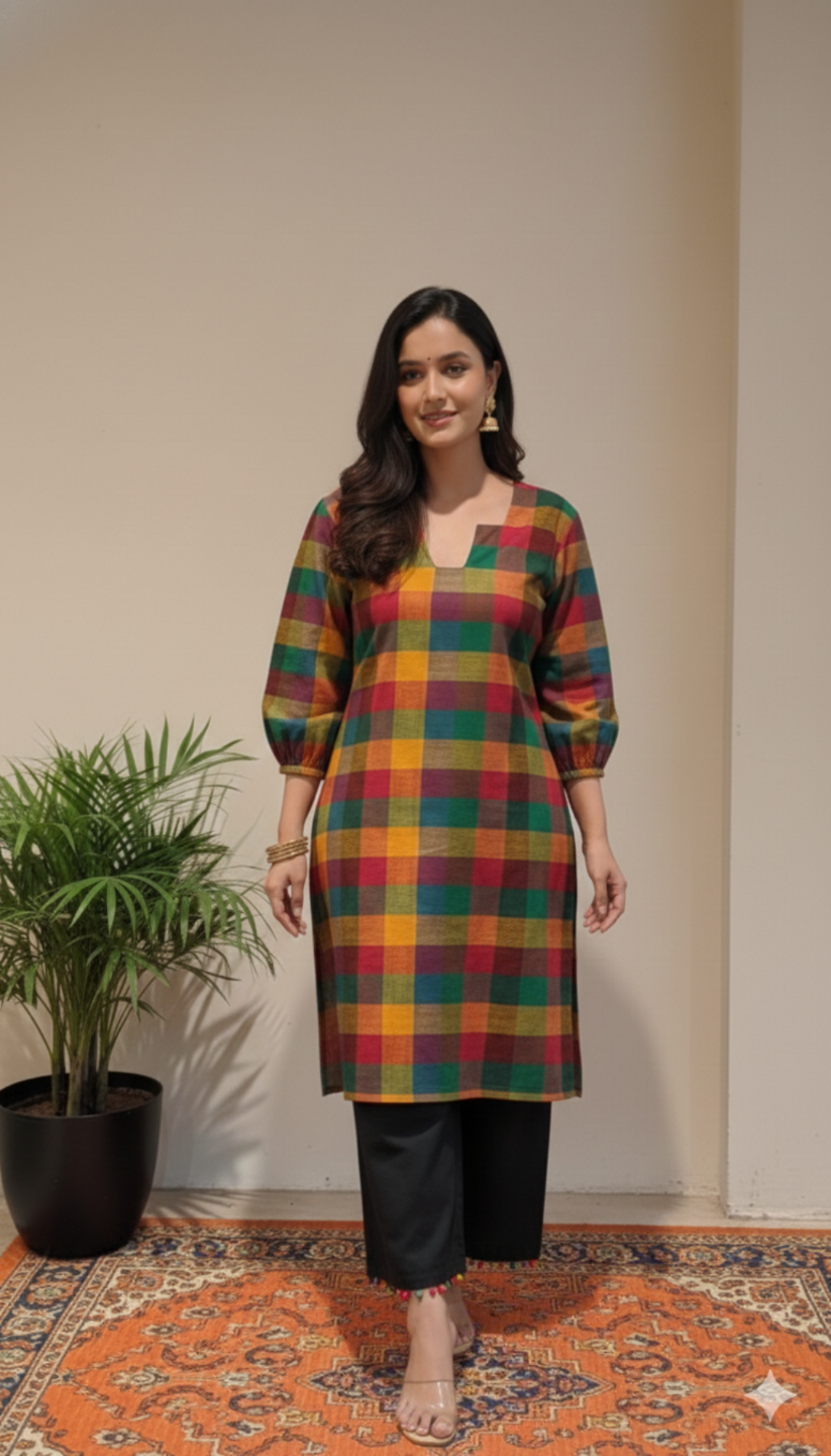 Multicolor checked co-ord set