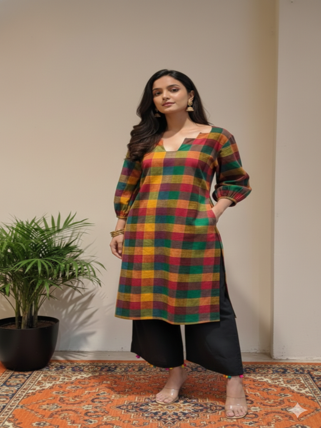 Multicolor checked co-ord set