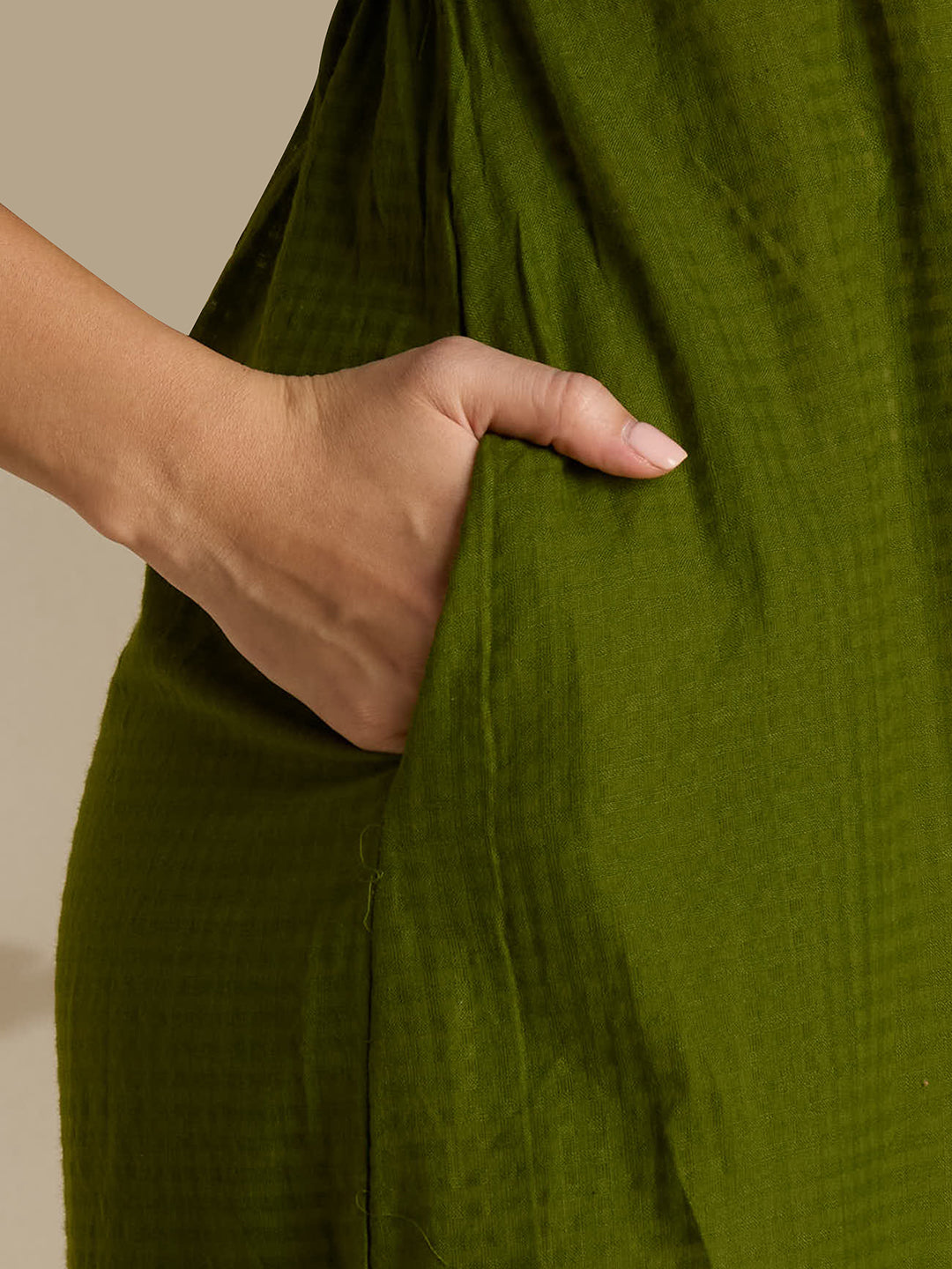 Olive green ruffel midi dress